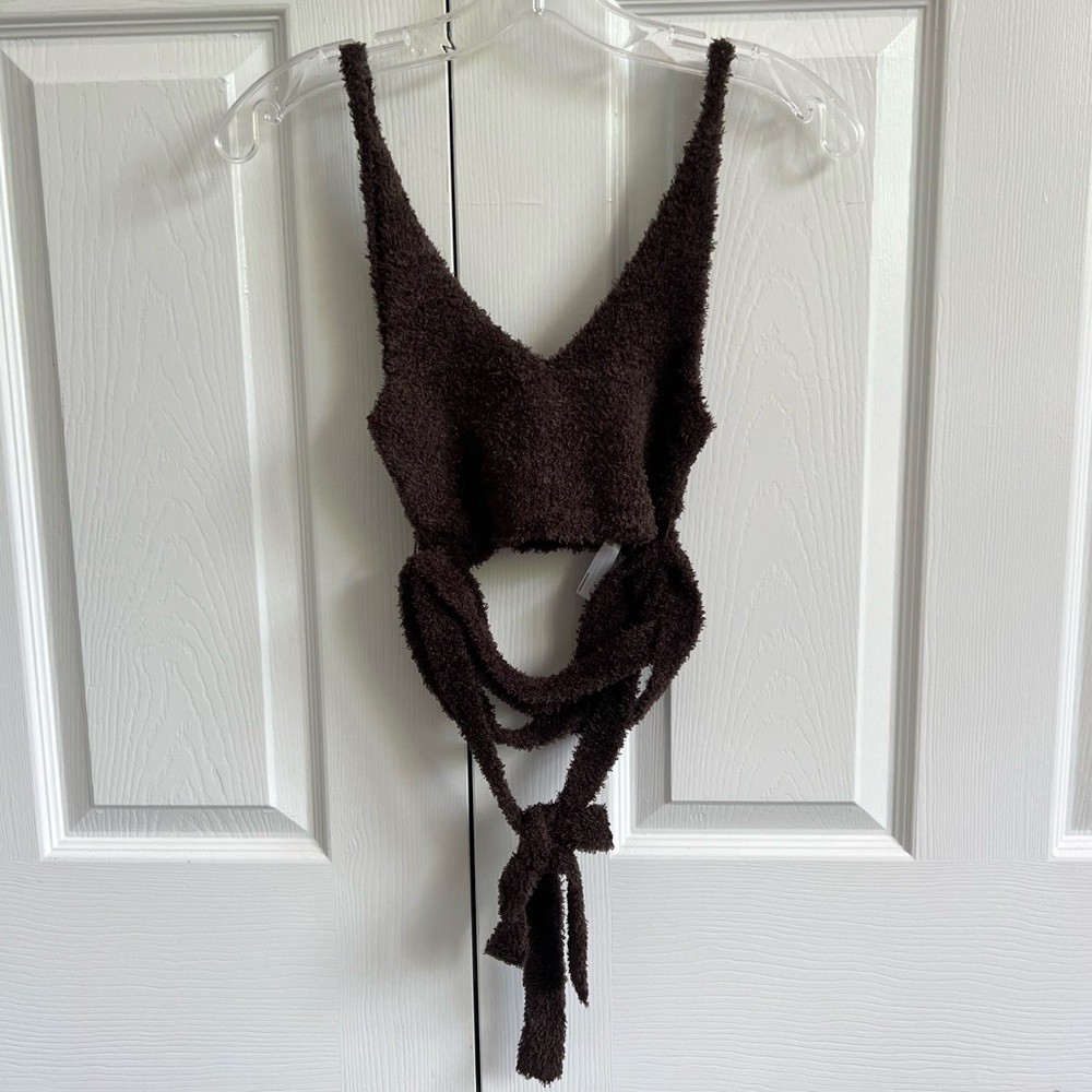 Urban Outfitters Brown Fuzzy Tank Top (matching set)